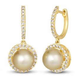 Le Vian Cultured South Sea Pearl Earrings 78 ct tw Diamonds 14K Honey Gold at Jared